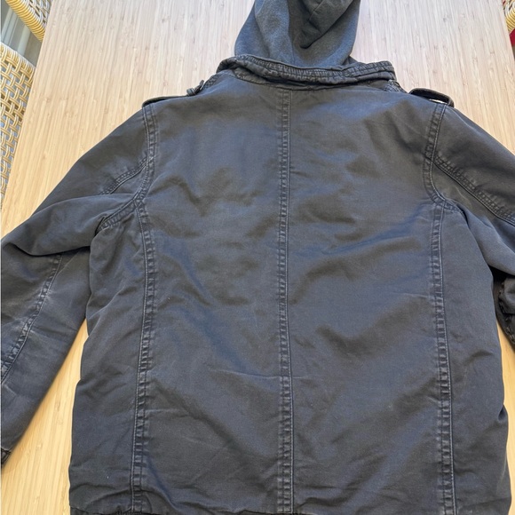 American Eagle Outfitters Dark Gray Hooded Utility Jacket Men’s Sz L - Picture 8 of 10